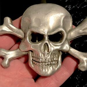 Silver Skull Belt Buckle